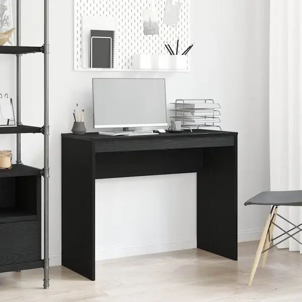 Gossi birou stejar negru 90x40x72 cm lemn prelucrat