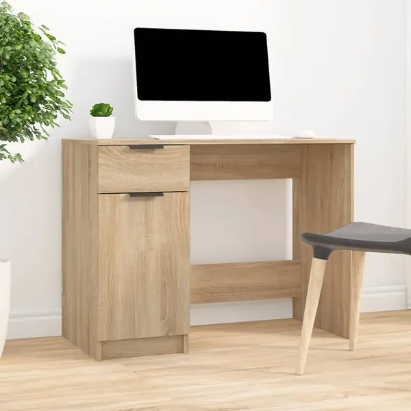 Gossi birou, stejar sonoma, 100x50x75 cm, lemn prelucrat