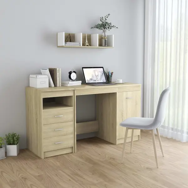 Gossi birou, stejar sonoma, 140 x 50 x 76 cm, lemn prelucrat