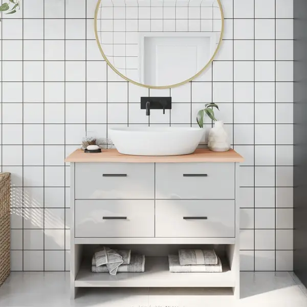 Gossi blat de baie, 100x40x2 cm, lemn masiv netratat