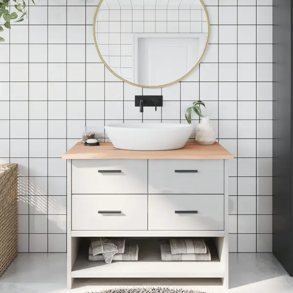 Gossi blat de baie, 100x50x2 cm, lemn masiv netratat
