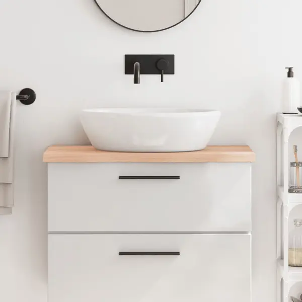 Gossi blat de baie, 80x30x4 cm, lemn masiv netratat