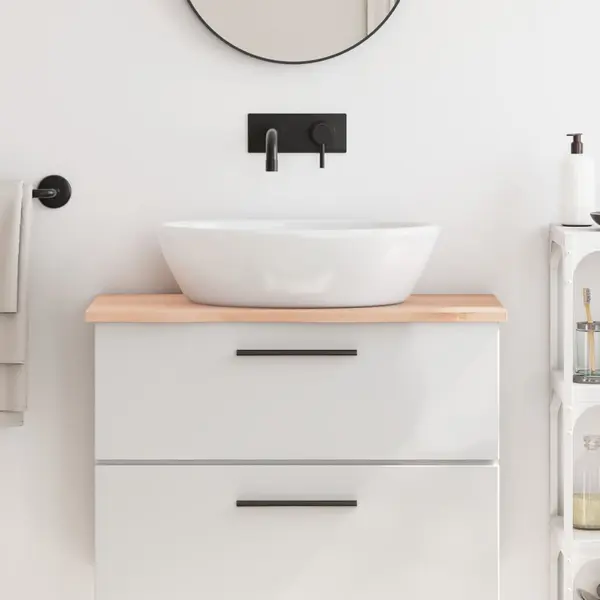 Gossi blat de baie, 80x40x2 cm, lemn masiv netratat