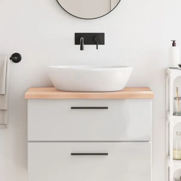 Gossi blat de baie, 80x50x4 cm, lemn masiv netratat