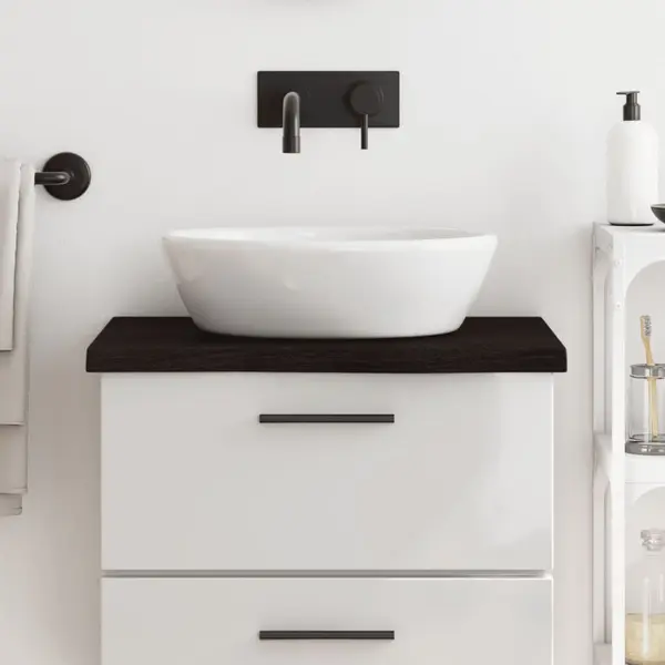 Gossi blat de baie, maro inchis, 60x50x(2-4) cm, lemn masiv tratat