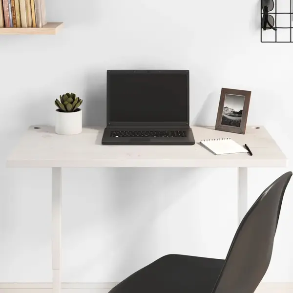 Gossi blat de birou, alb, 80x40x2,5 cm, lemn masiv de pin