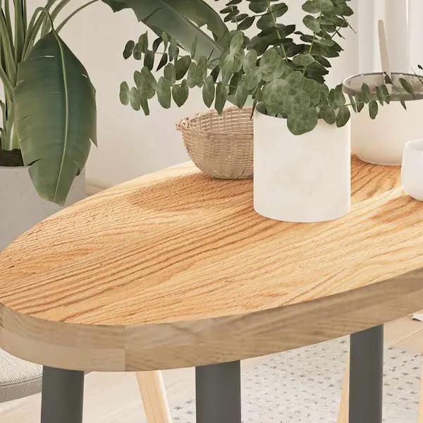 Gossi blat de masa 80x40x4 cm lemn masiv de stejar oval
