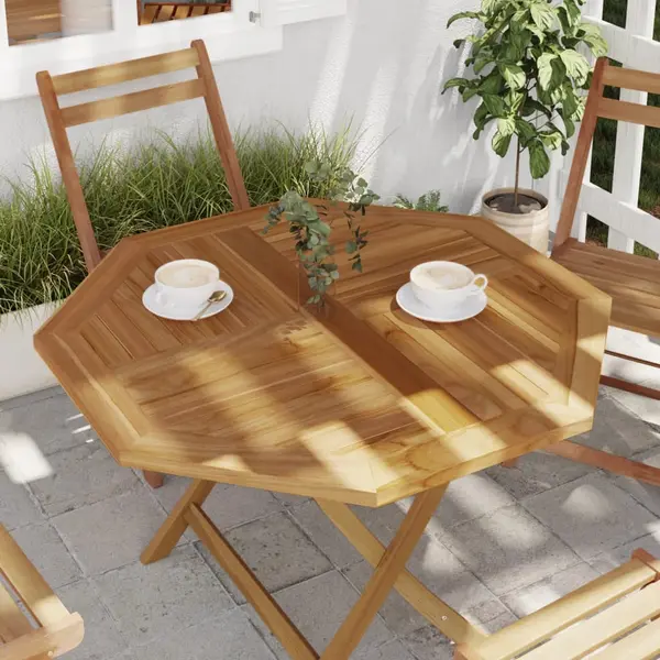 Gossi blat de masa, 90x90x2,5 cm, octogonal, lemn masiv de tec