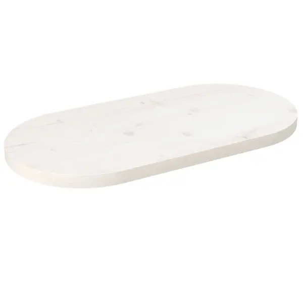 Gossi blat de masa, alb, 80x40x2,5 cm, lemn masiv de pin, oval