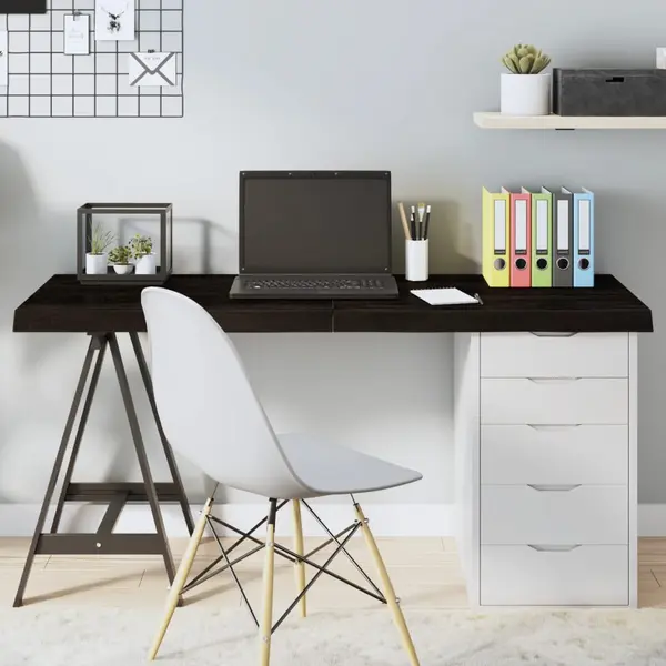 Gossi blat de masa maro 140x50x(2-6) cm, lemn masiv stejar tratat