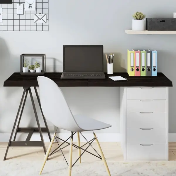 Gossi blat de masa maro 140x60x(2-4) cm, lemn masiv stejar tratat