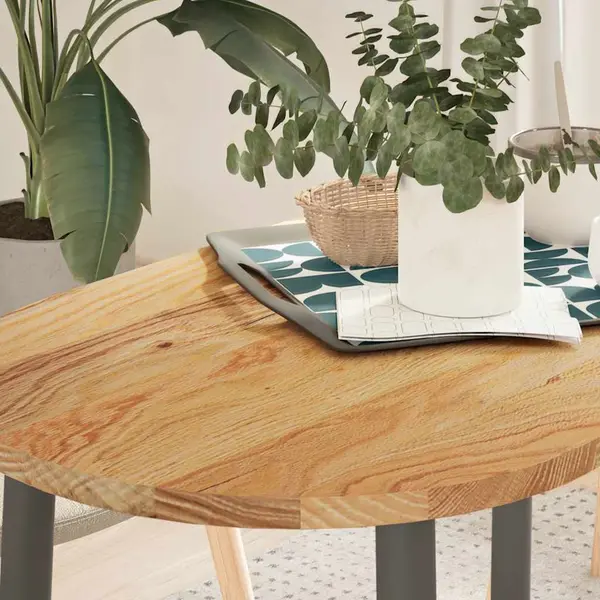 Gossi blat de masa maro deschis 100x50x2 cm lemn masiv de stejar oval