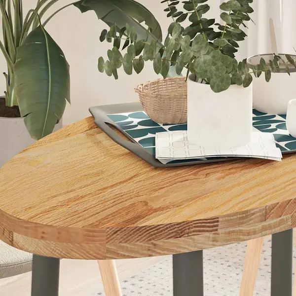 Gossi blat de masa maro deschis 100x50x4 cm lemn masiv de stejar oval