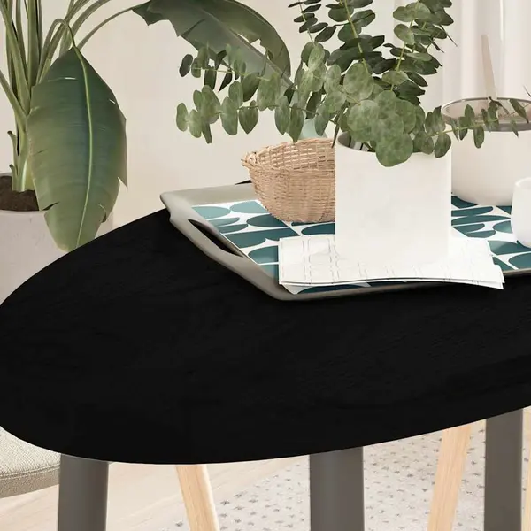 Gossi blat de masa maro inchis 100x50x4 cm lemn masiv de stejar oval