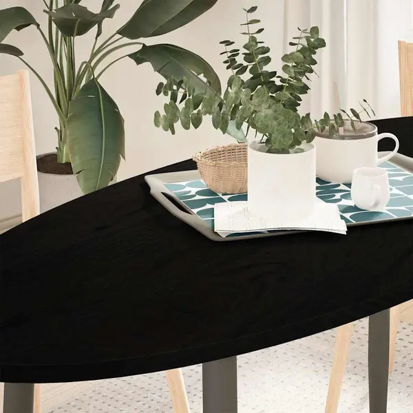 Gossi blat de masa maro inchis 140x60x2 cm lemn masiv de stejar oval