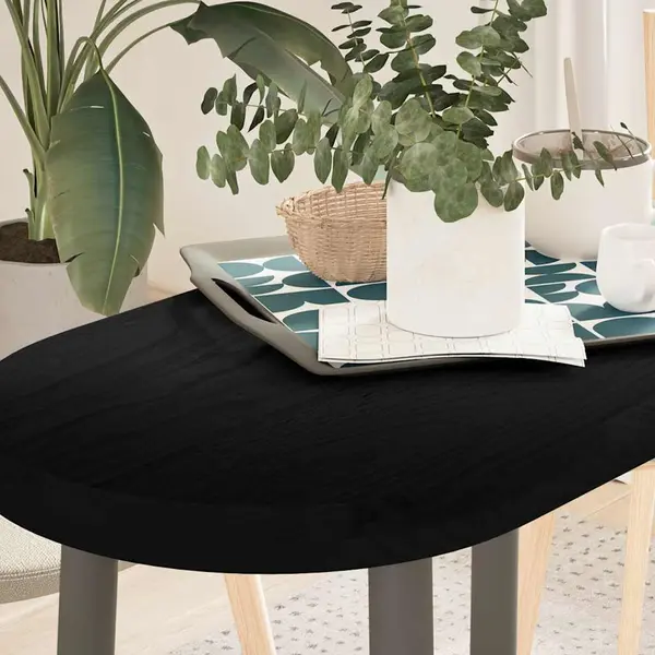 Gossi blat de masa maro inchis 80x40x4 cm lemn masiv de stejar oval