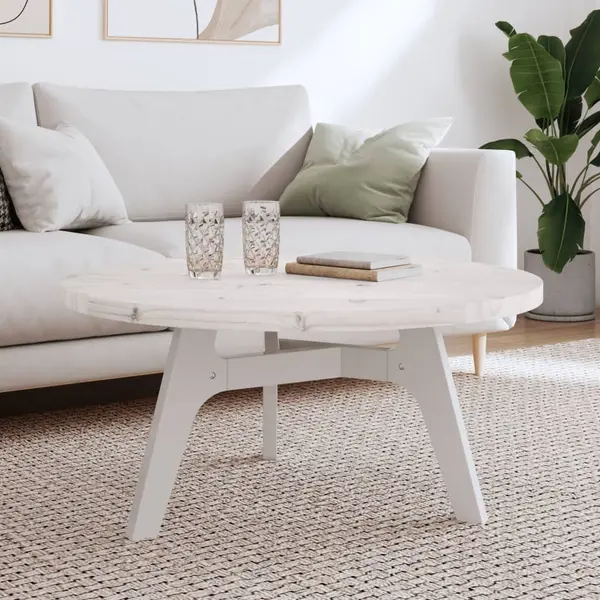 Gossi blat de masa rotund, alb, Ø90x3 cm, lemn masiv de pin