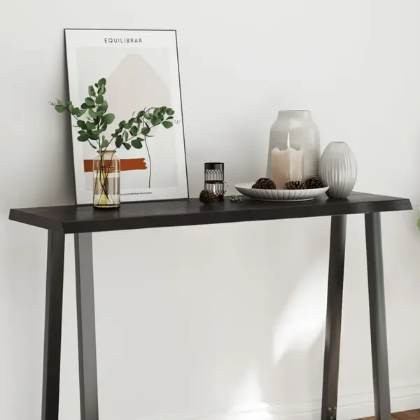 Gossi blat masa, 120x40x4 cm, gri, lemn stejar tratat contur organic