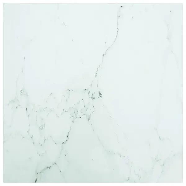 Gossi blat masa alb 50x50 cm 6 mm sticla securizata design marmura