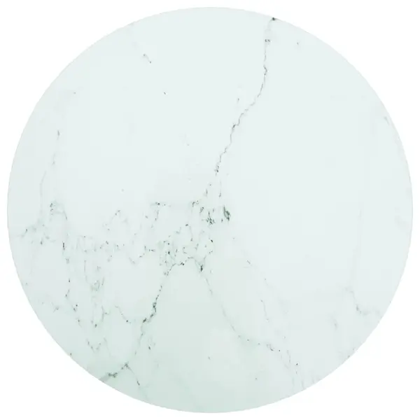 Gossi blat masa alb Ø60x0,8 cm, sticla securizata cu design marmura