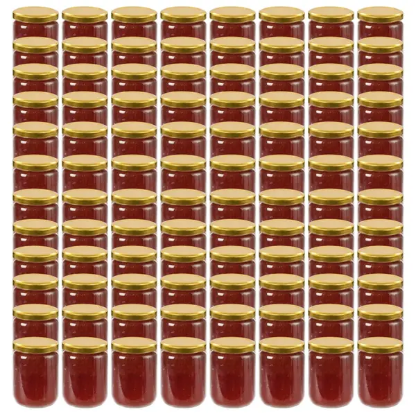 Gossi borcane din sticla pentru gem, capace aurii, 96 buc., 230 ml