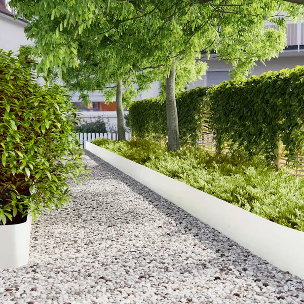 Gossi borduri de gazon 10 buc alb 25x103 cm otel laminat la rece