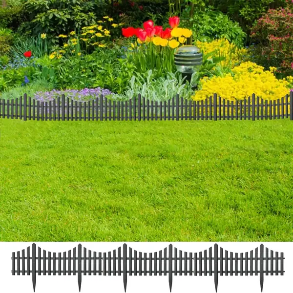 Gossi borduri de gazon, 17 buc., antracit, 10 m, pp