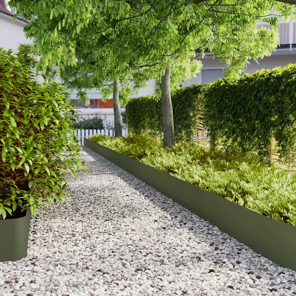 Gossi borduri de gazon 20 buc verde masline otel laminat la rece