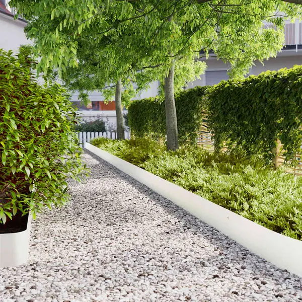 Gossi borduri de gazon 30 buc alb 20x103 cm otel laminat la rece