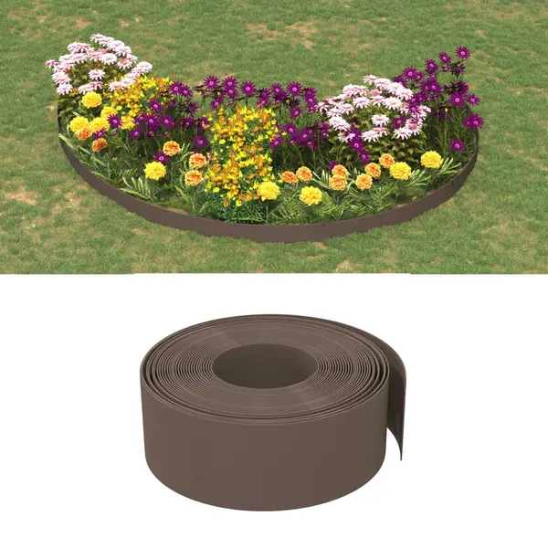 Gossi borduri de gradina, 2 buc, maro, 10 m 20 cm, polietilena