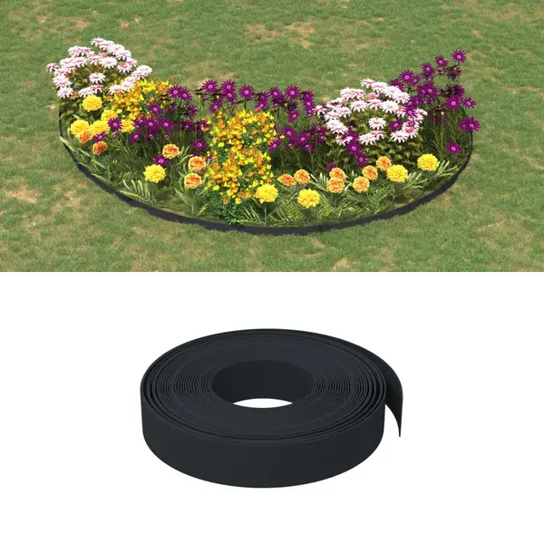 Gossi borduri de gradina, 2 buc, negru, 10 m 10 cm, polietilena