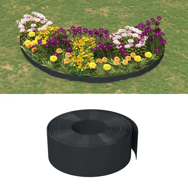 Gossi borduri de gradina, 2 buc, negru, 10 m 20 cm, polietilena