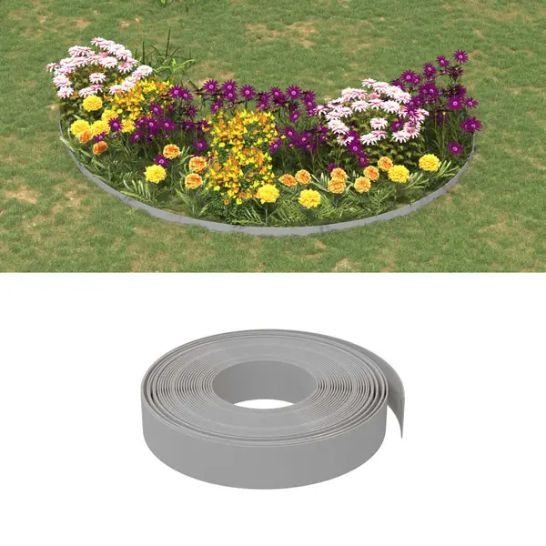 Gossi borduri de gradina, 3 buc, gri, 10 m 10 cm, polietilena