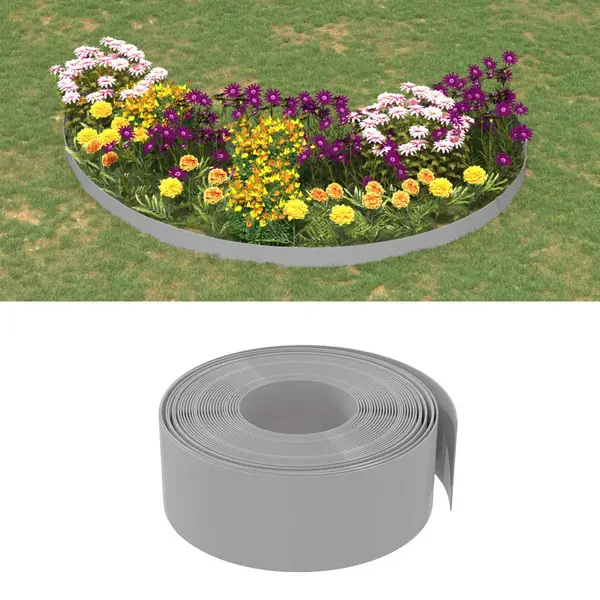 Gossi borduri de gradina, 3 buc, gri, 10 m 20 cm, polietilena
