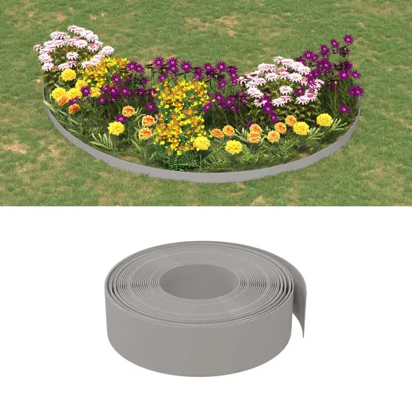 Gossi borduri de gradina, 4 buc, gri, 10 m 15 cm, polietilena