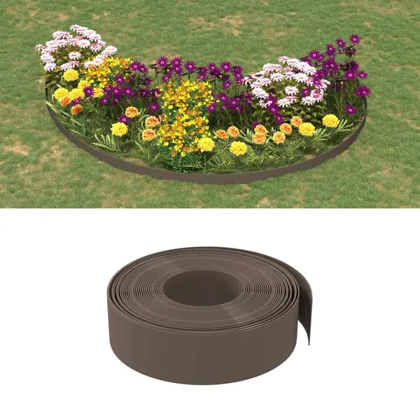 Gossi borduri de gradina, 4 buc, maro, 10 m 15 cm, polietilena