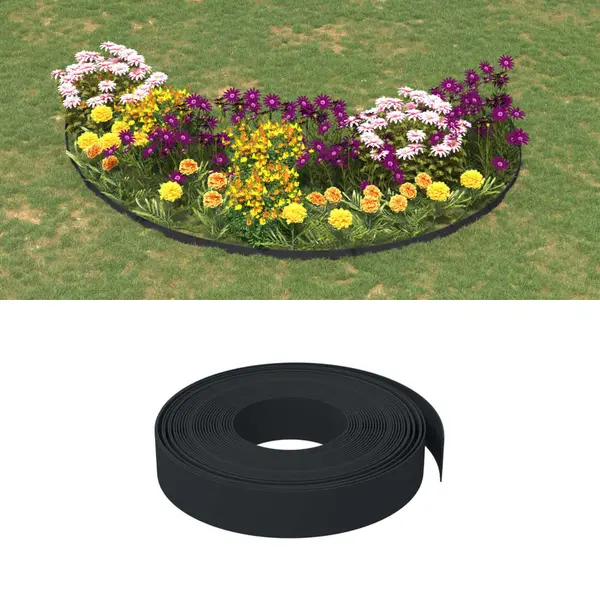 Gossi borduri de gradina, 4 buc, negru, 10 m 10 cm, polietilena