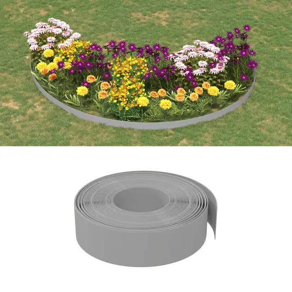 Gossi borduri de gradina, 5 buc, gri, 10 m 15 cm, polietilena