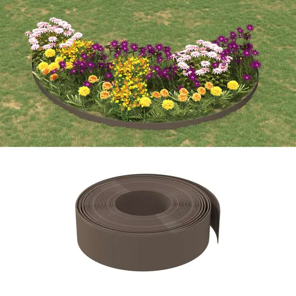 Gossi borduri de gradina, 5 buc, maro, 10 m 15 cm, polietilena
