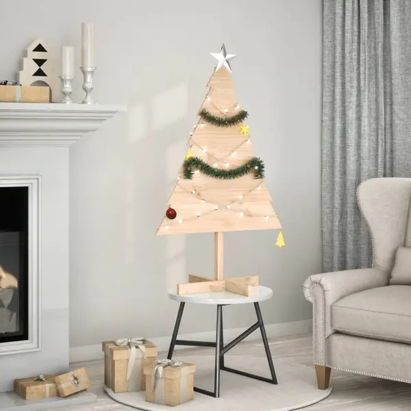 Gossi brad de craciun decorativ, 110 cm, lemn masiv