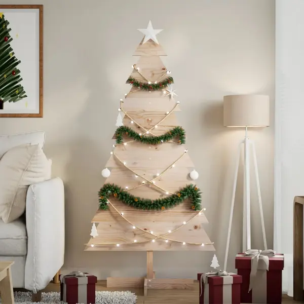 Gossi brad de craciun din lemn decorativ, 150 cm, lemn de pin masiv