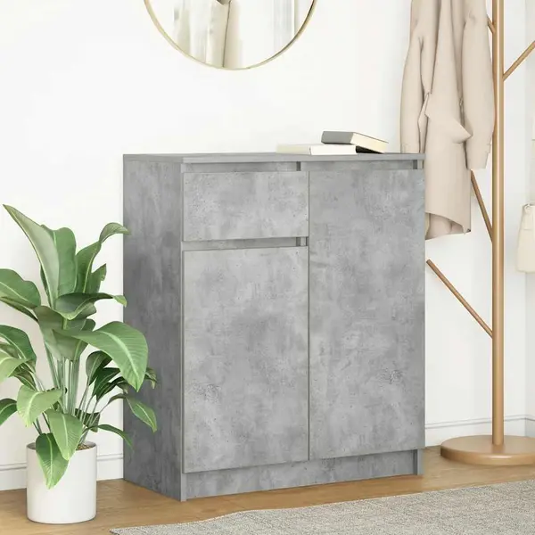 Gossi bufeta cu sertar gri beton 71x35x84 cm lemn prelucrat