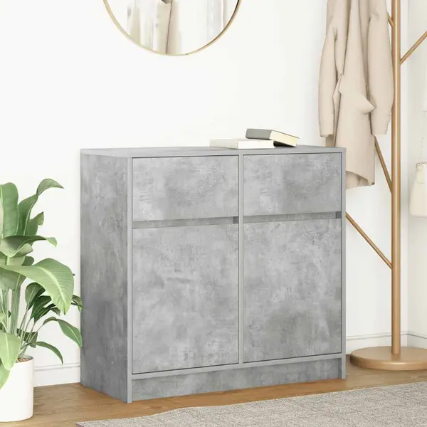Gossi bufeta cu sertar gri beton 80x34x76 cm lemn prelucrat