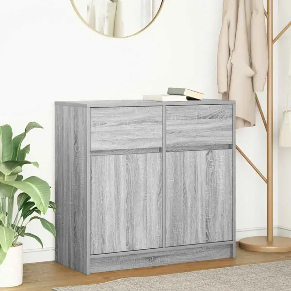 Gossi bufeta cu sertar gri sonoma 80x34x76 cm lemn prelucrat