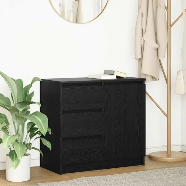 Gossi bufeta cu sertar stejar negru 71x35x65 cm lemn prelucrat