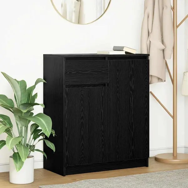 Gossi bufeta cu sertar stejar negru 71x35x84 cm lemn prelucrat