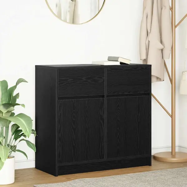 Gossi bufeta cu sertar stejar negru 80x34x76 cm lemn prelucrat