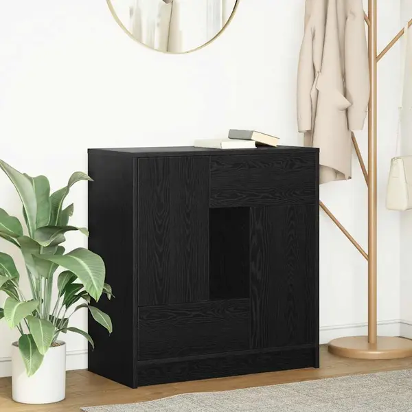 Gossi bufeta cu sertare si usi stejar negru 70,5x34x74,5 cm