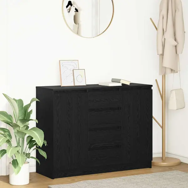 Gossi bufeta cu sertare stejar negru 100,5x35x76 cm lemn prelucrat