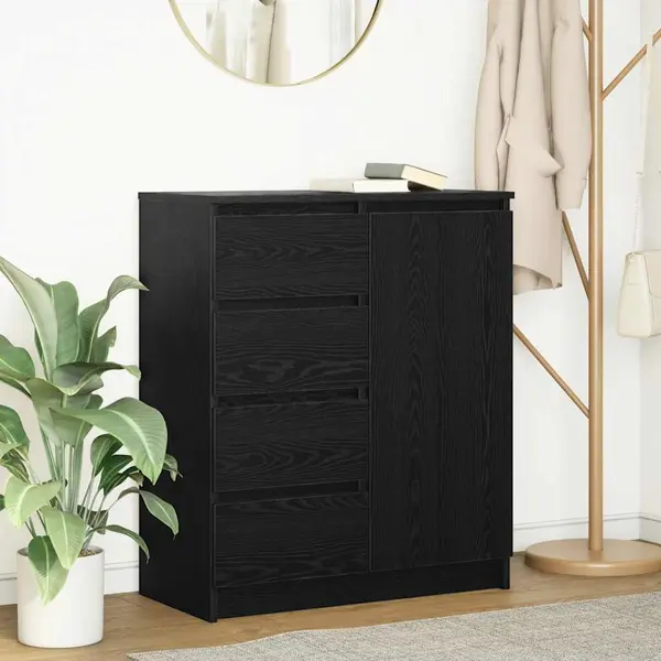 Gossi bufeta cu sertare stejar negru 71x35x84 cm lemn prelucrat